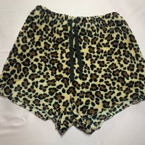 Cheetah print fuzzy shorts